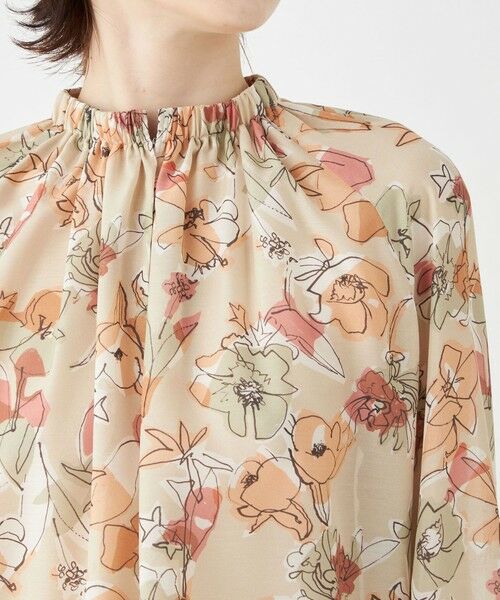 セール】 ピオニープリント ギャザーネックブラウス （シャツ