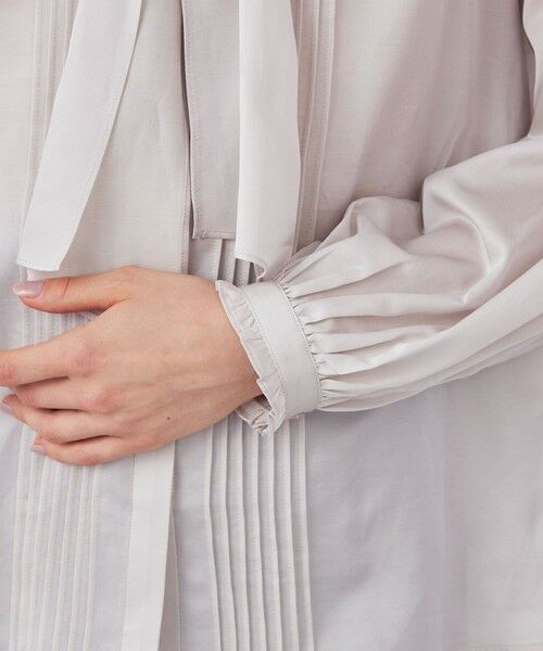 セール】 コットンシルクサテン ピンタックボウタイブラウス （シャツ