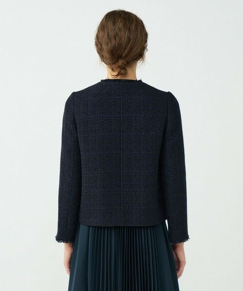 ラメミックスツイード セミダブルクルージャケット （ノーカラー