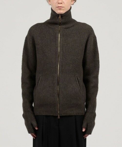 セール】 ウール カシミヤ シルク ジップアップ ニットブルゾン