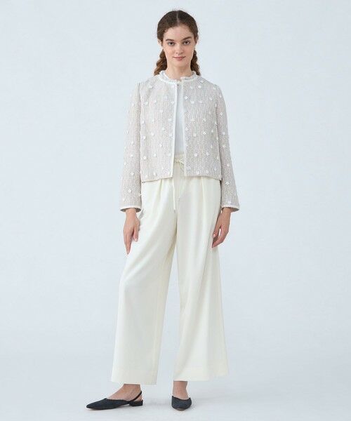 セール】 ラッピングツイード クルーネックジャケット （ノーカラー