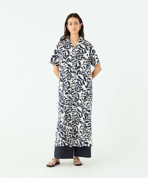 ボタニカルプリント シャツワンピース （ロング・マキシ丈ワンピース
