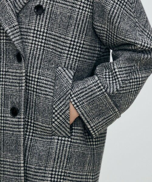 ウールカシミヤグレンチェック ダブルブレストコート （ピーコート
