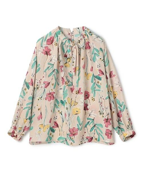 セール】 オキザリスフラワープリント ボウタイギャザーブラウス