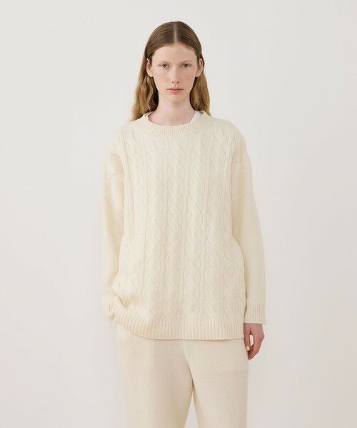 モンゴルカシミヤケーブル クルーネックプルオーバー （ニット