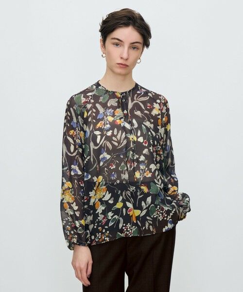 マンダフラワープリント ボウタイブラウス （シャツ・ブラウス