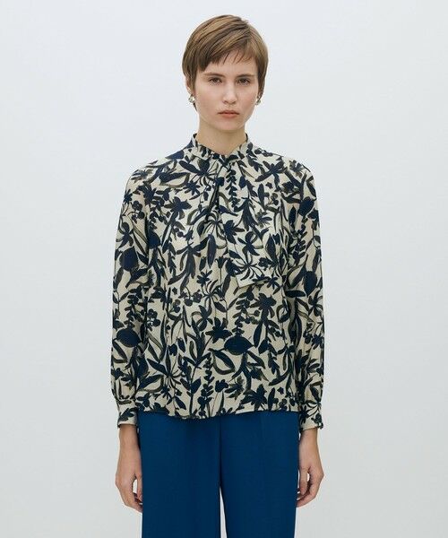 ホヤリーフプリント フロントタイブラウス （シャツ・ブラウス