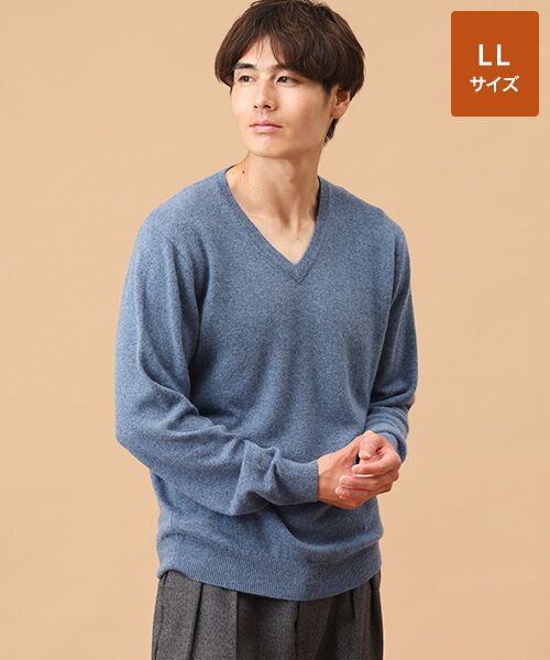 セール】 カシミヤ Vネックセーター【LL】 （ニット・セーター