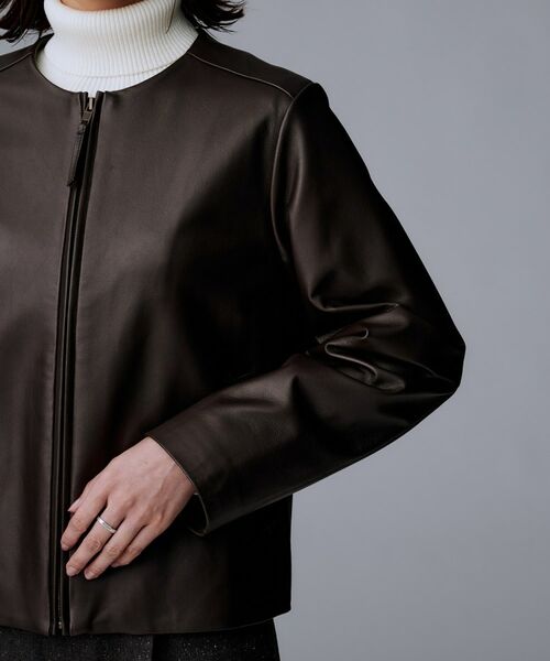 セール】 【着丈短め/柔らかな質感】ラムレザージャケット （レザー