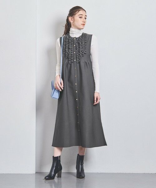 P フリル ノースリーブ ワンピース （ロング・マキシ丈ワンピース