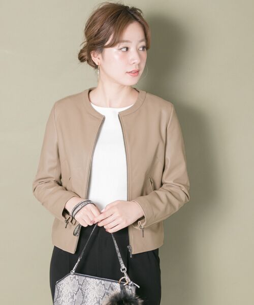 セール】 ノーカラーレザーブルゾン （その他アウター）｜＊＊URBAN