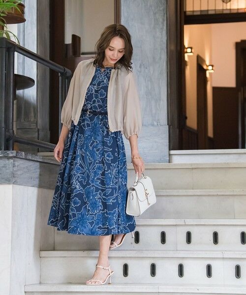 セール】 【WEB限定】オパールフラワーデニムワンピース≪洗濯機で