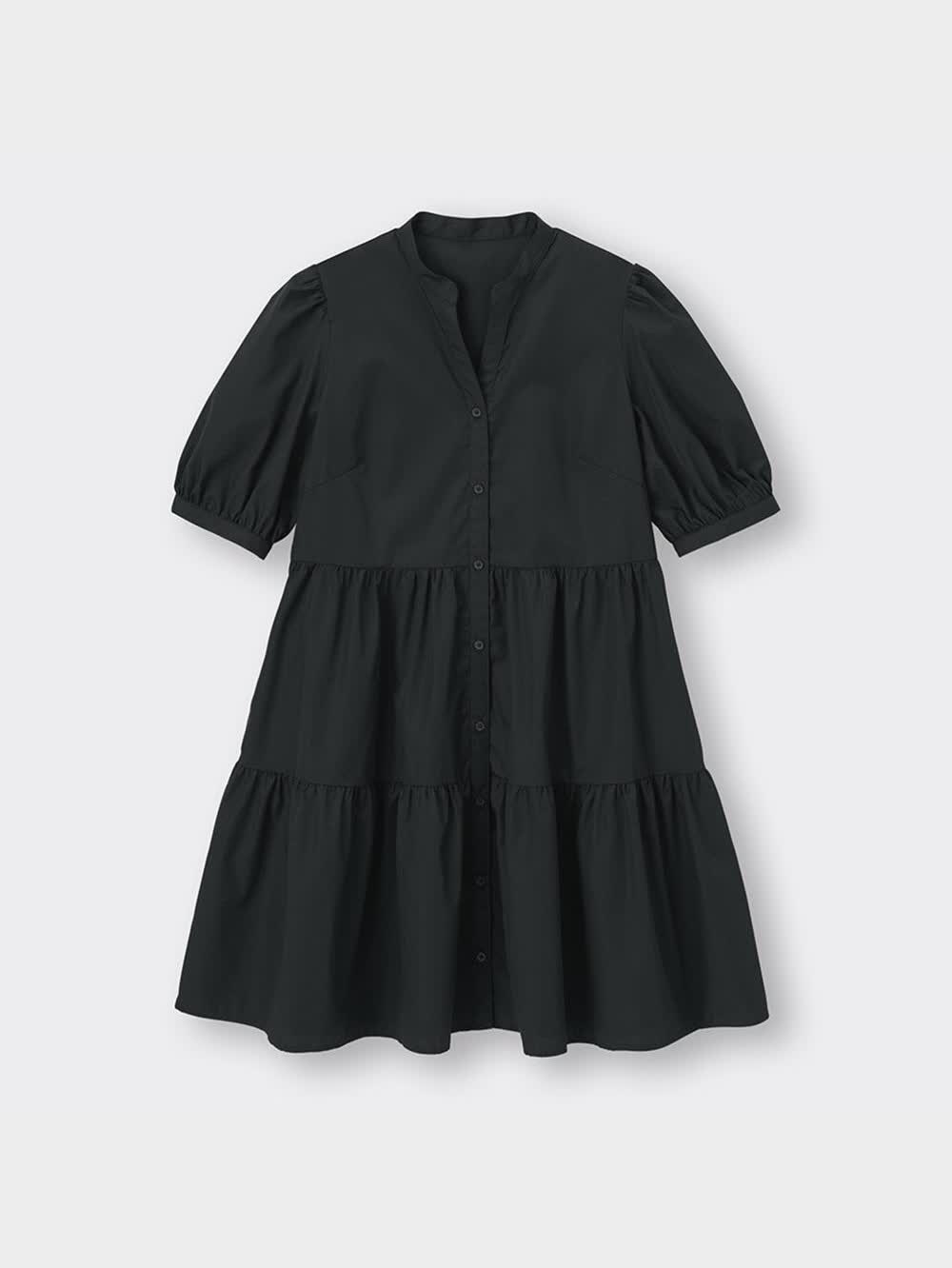 GU公式 | ティアードVネックミニワンピース(5分袖)OSB+EC