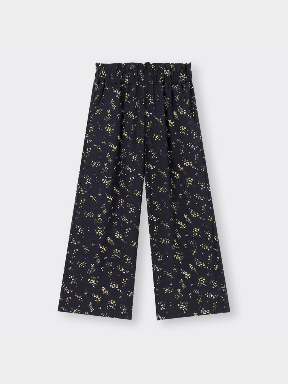 GU公式 | GIRLSフラワープリントイージーワイドパンツ