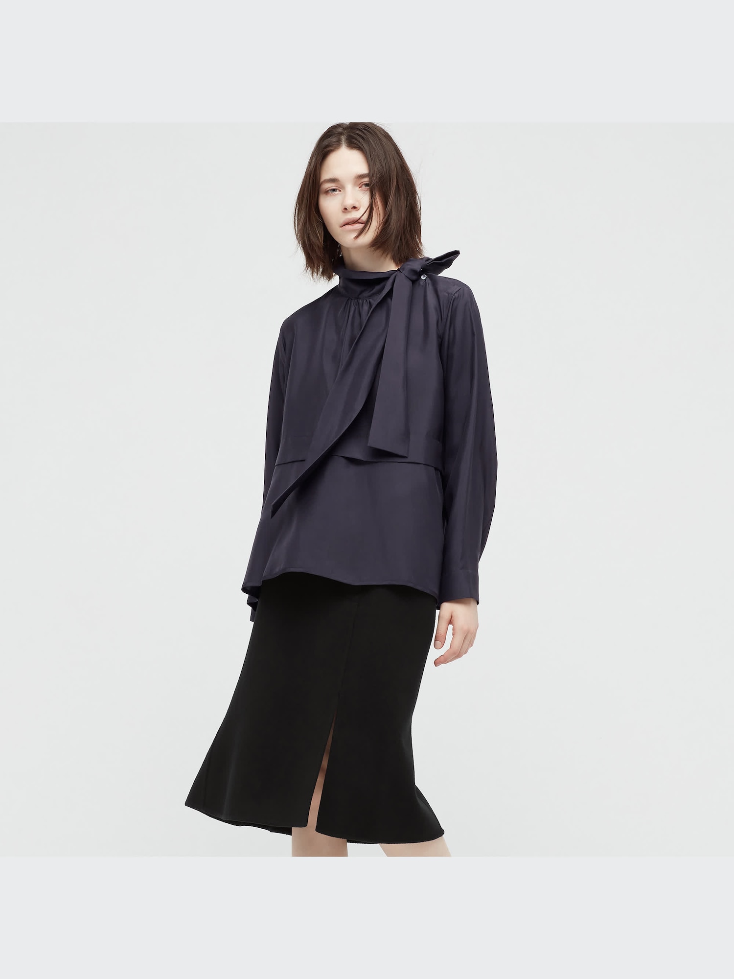 ユニクロ公式 | シルクボウタイブラウス（長袖）