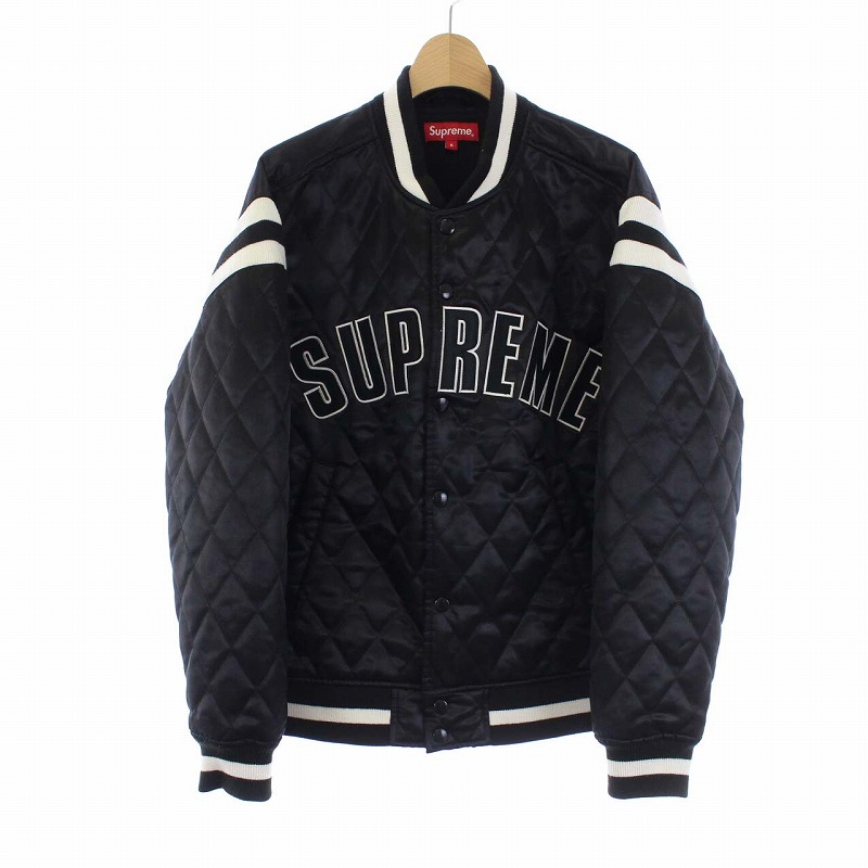 シュプリーム SUPREME 17SS QUILTED SATIN VARSITY JACKET スタジャン