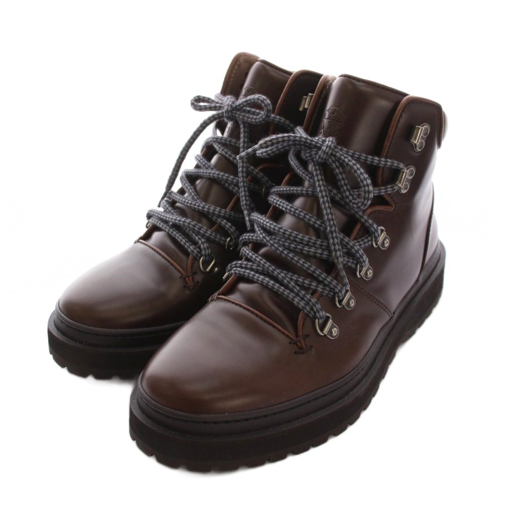 ブルネロクチネリ ブラウンレザー ファー付きハイカットシューズ 定価