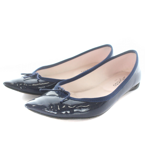 Repetto ネイビー エナメル バレエシューズ ヒール 【公式通販】