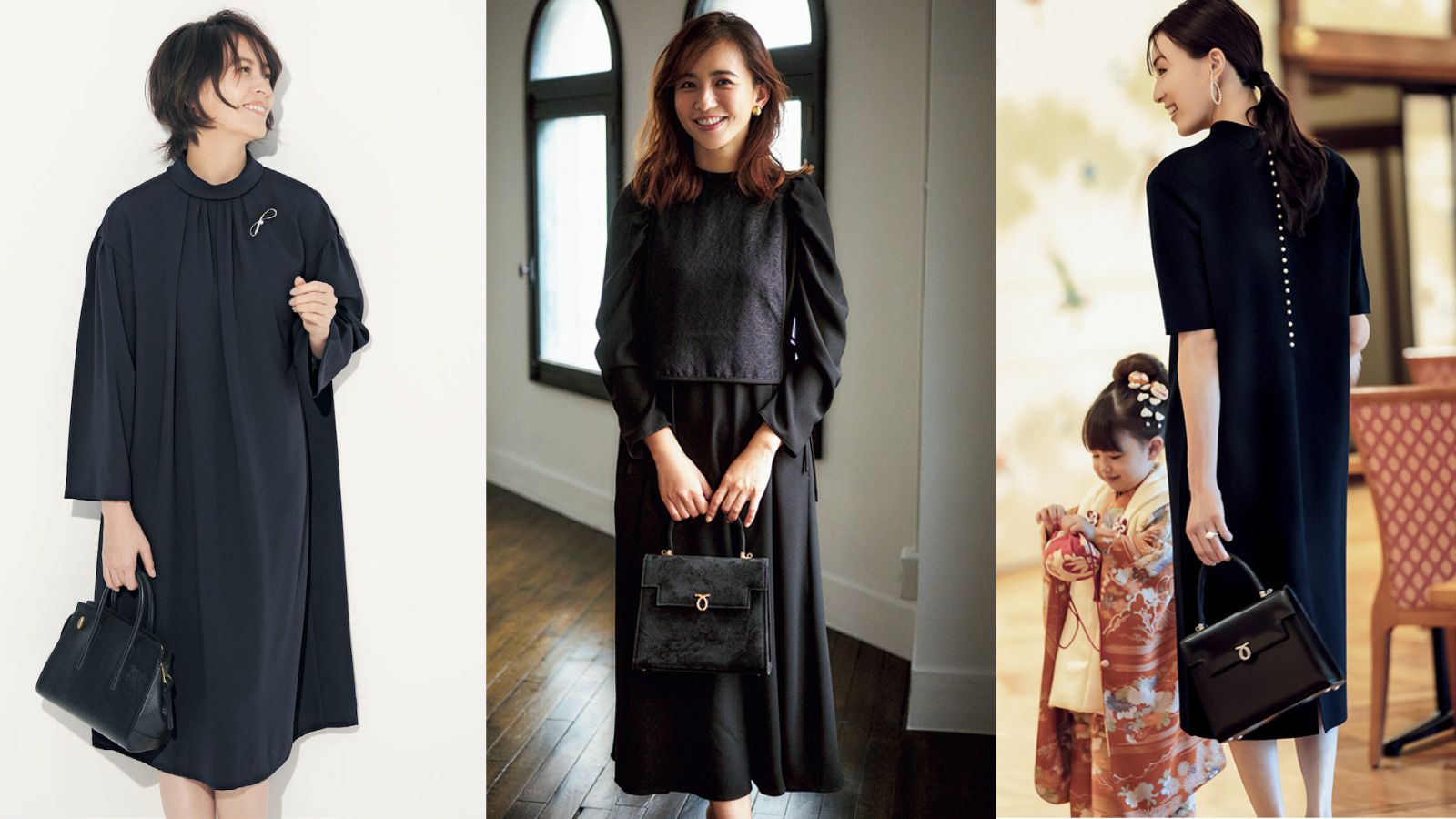 七五三ママ】黒紺ワンピースで華やか＆きちんと！洋服派のハレの日