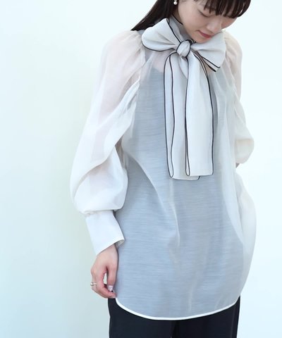 Demi-Luxe BEAMS（デミルクス ビームス）オーガンジー リボンブラウス