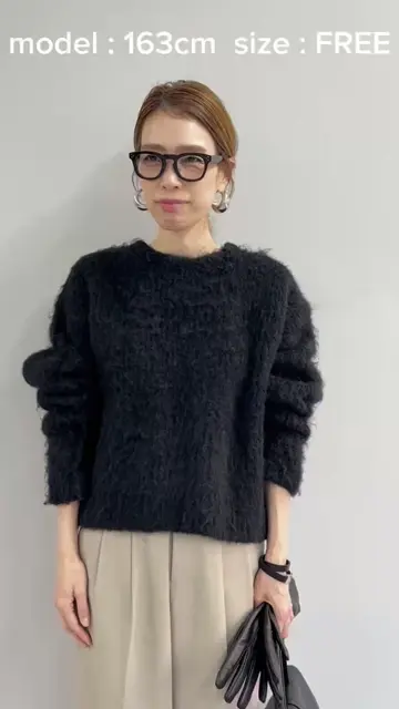 WEB限定カラー有り】ミックスヤーンクルーネックニットプルオーバー