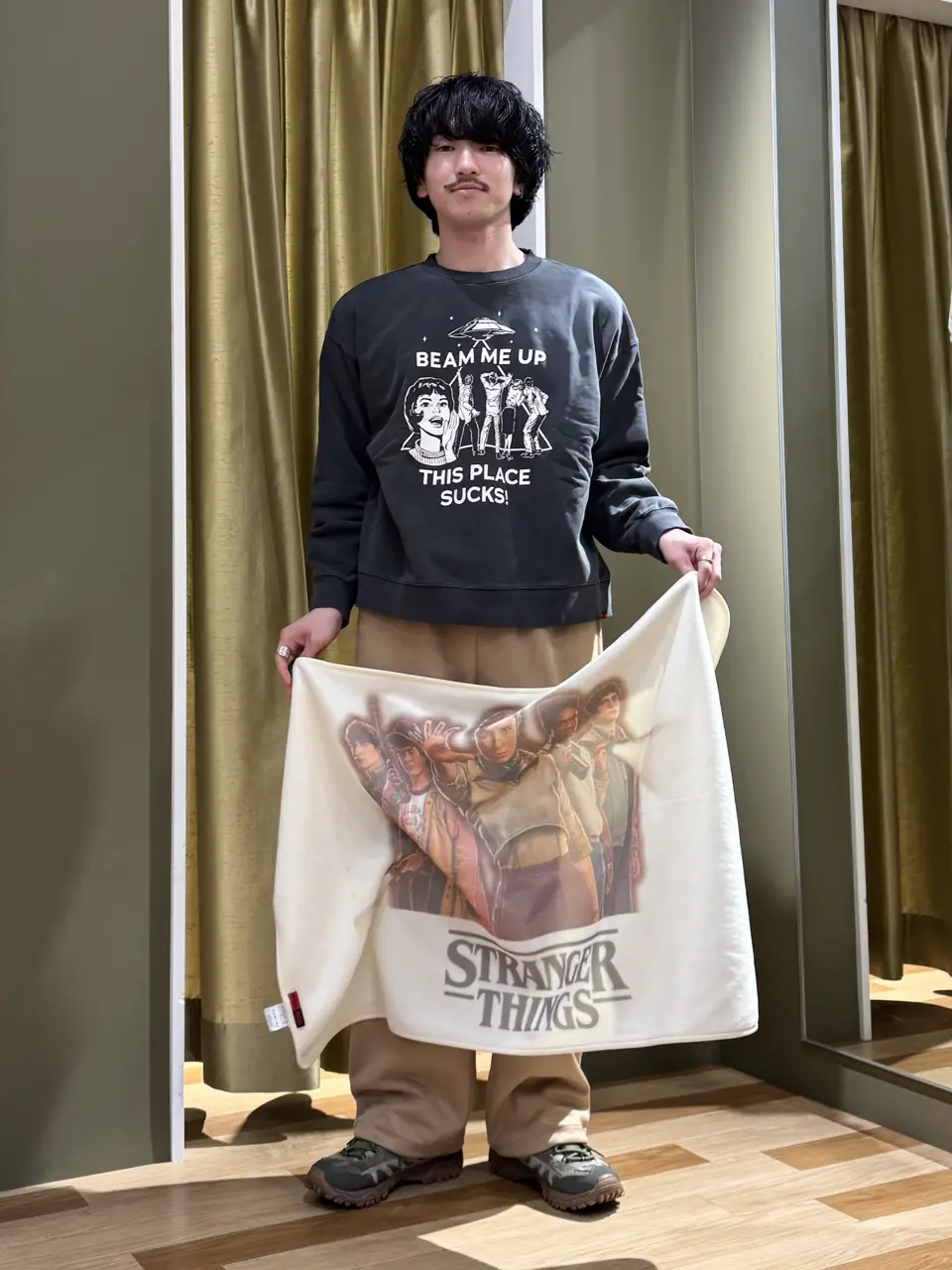 □STRANGER THINGS×MINNETONKA フェイクスウェードパンツ/Green Parks