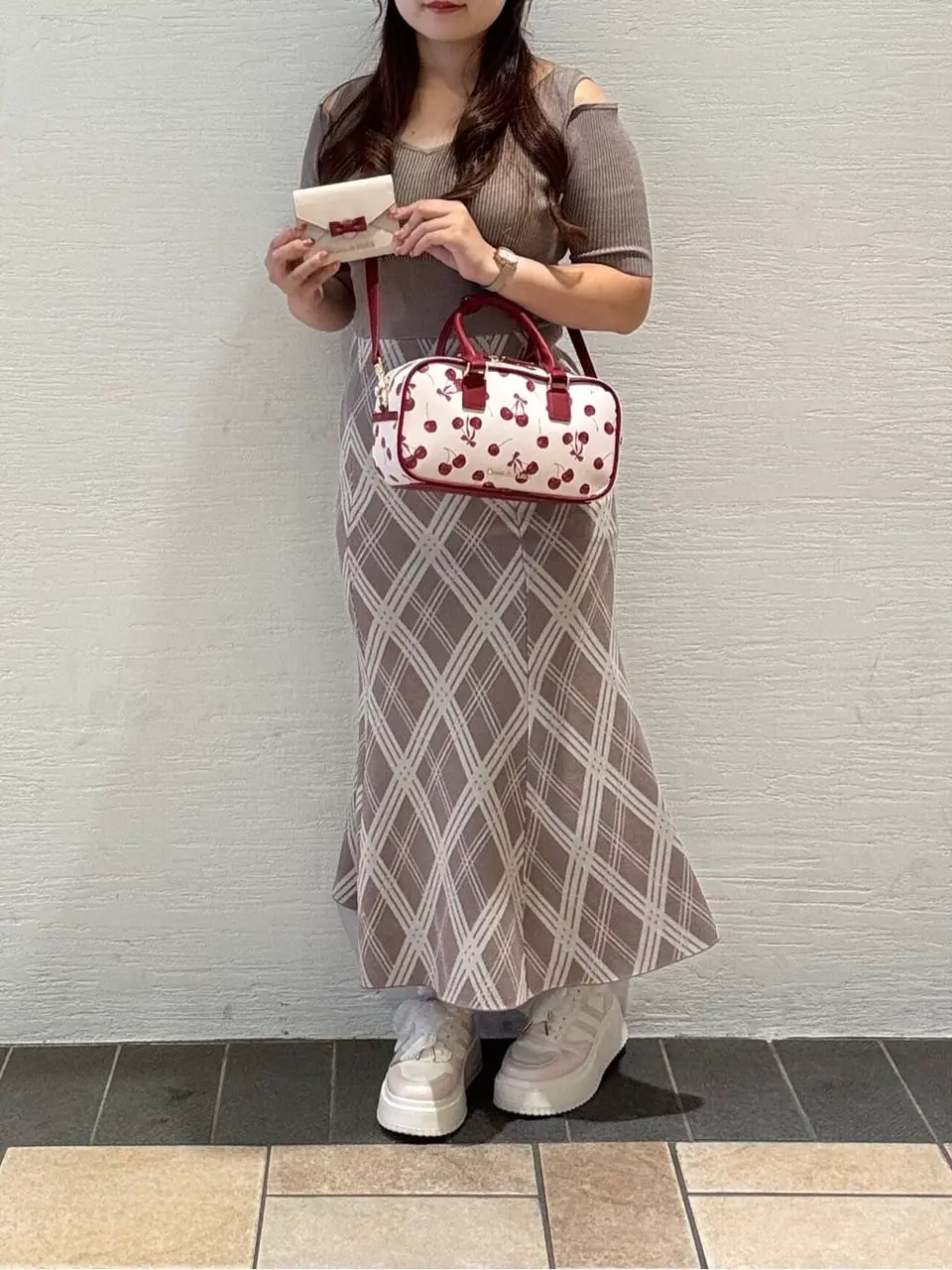 チェリー柄ボストンバッグ/Maison de FLEUR（メゾン ド フルール）の