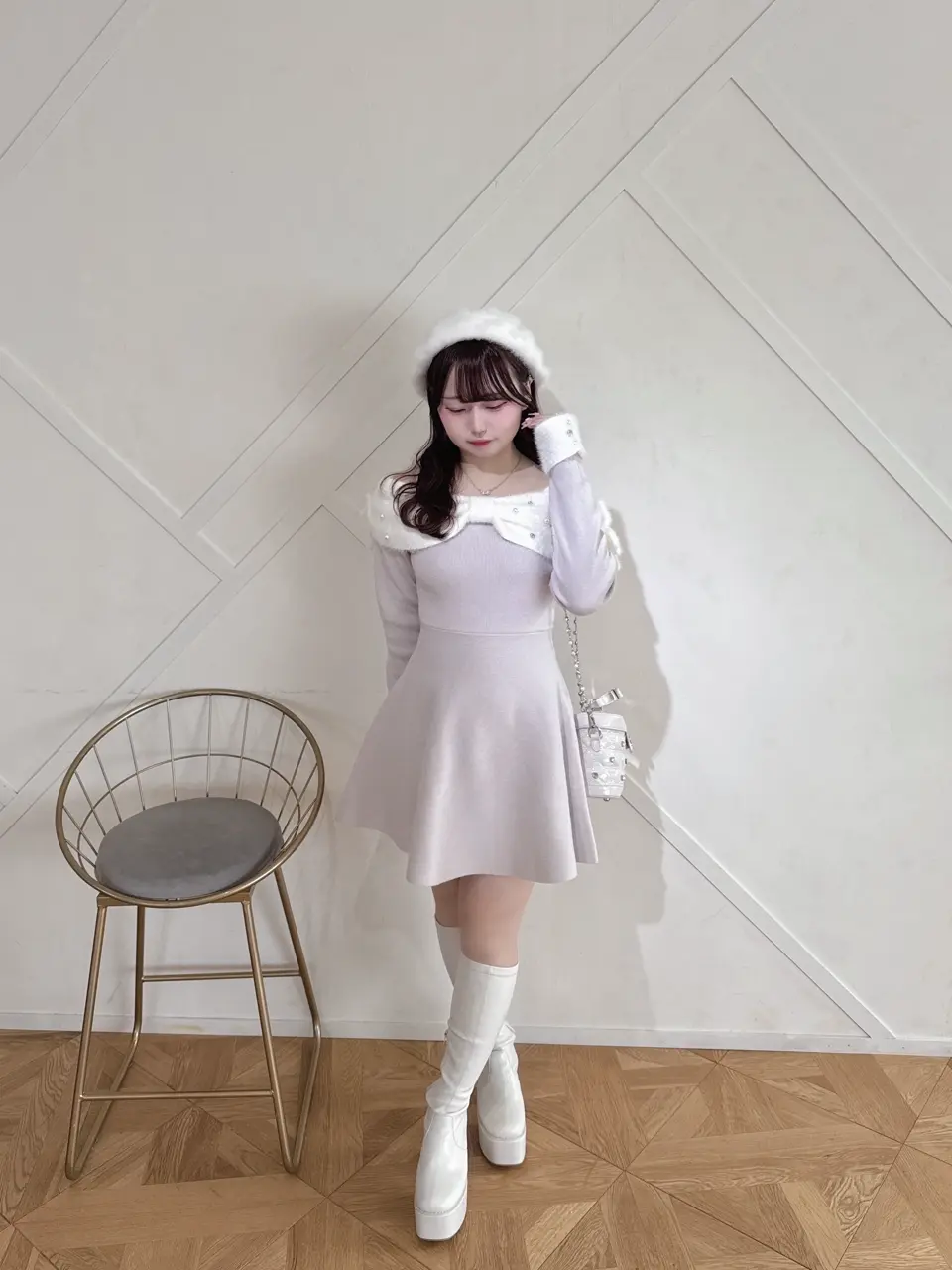 evelyn リボンオフショルミニワンピース ブラック リボンオフショル