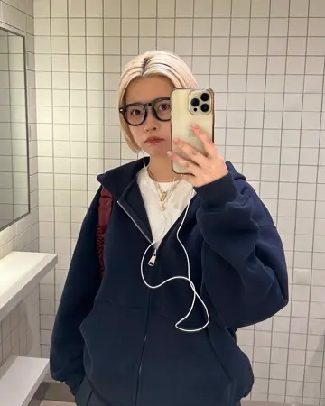 Ado よだか ファッショナブルパーカー L ネイビー Ado よだか