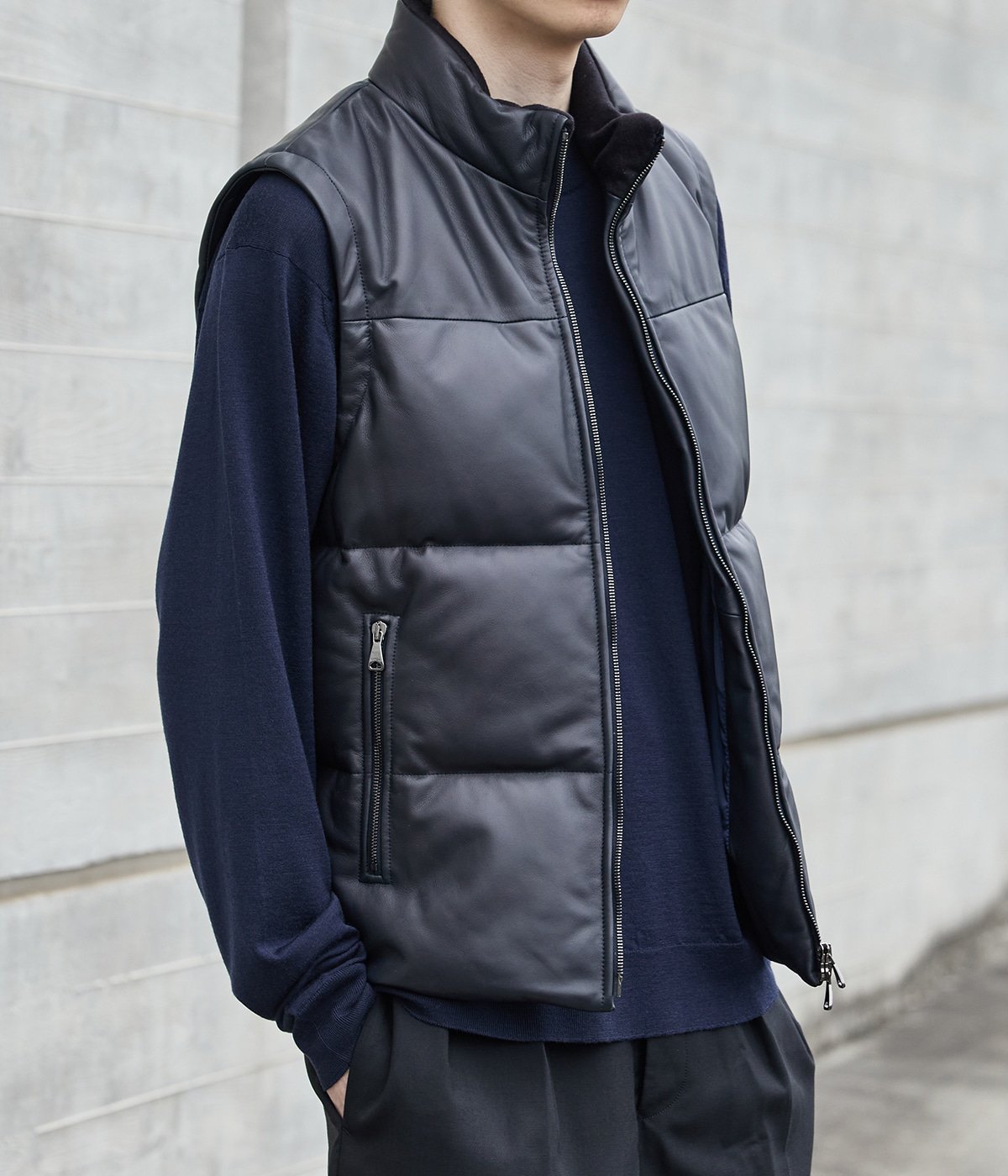 別注 ISE VEST | EMMETI(エンメティ) / アウター ダウンベスト レザー