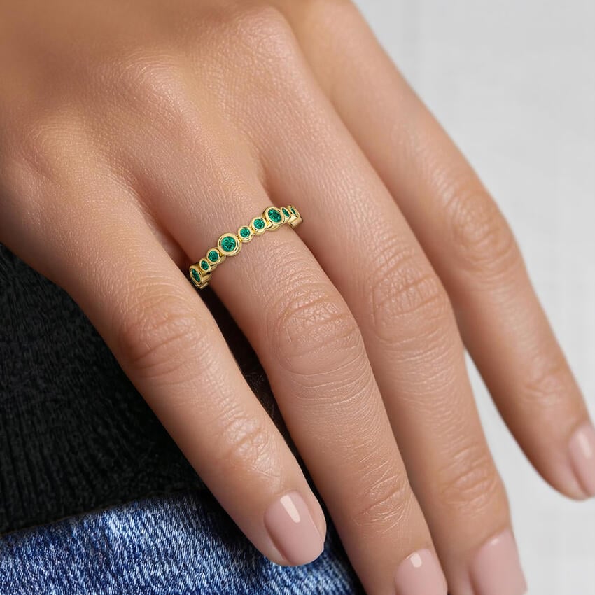 Portofino Bezel Lab Emerald Ring in 14K Yellow Gold | Brilliant Earth