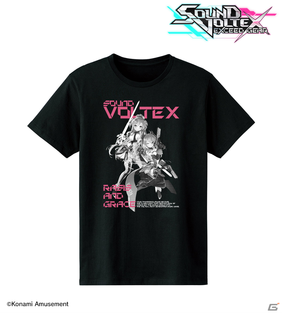 SOUND VOLTEX EXCEED GEAR」レイシス＆グレイスが描かれたTシャツや
