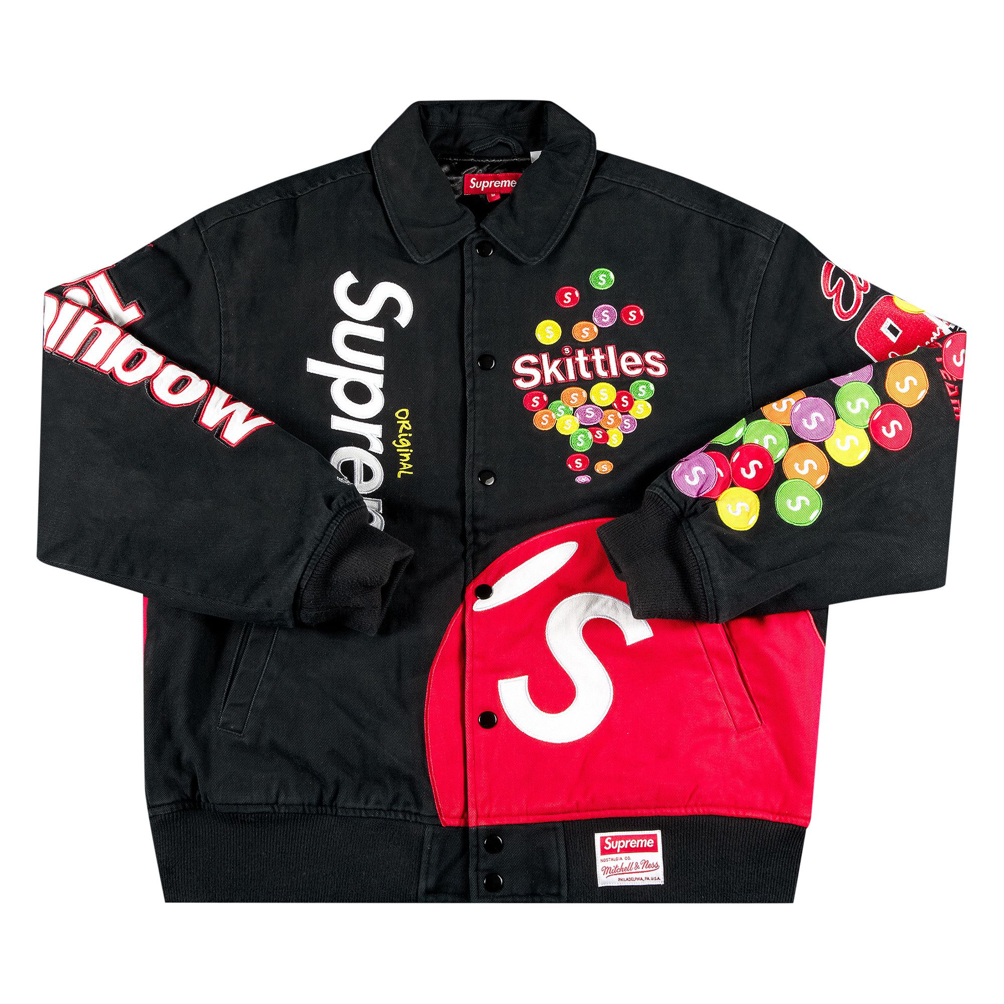 Buy Supreme x Skittles x Mitchell & Ness Varsity Jacket 'Black