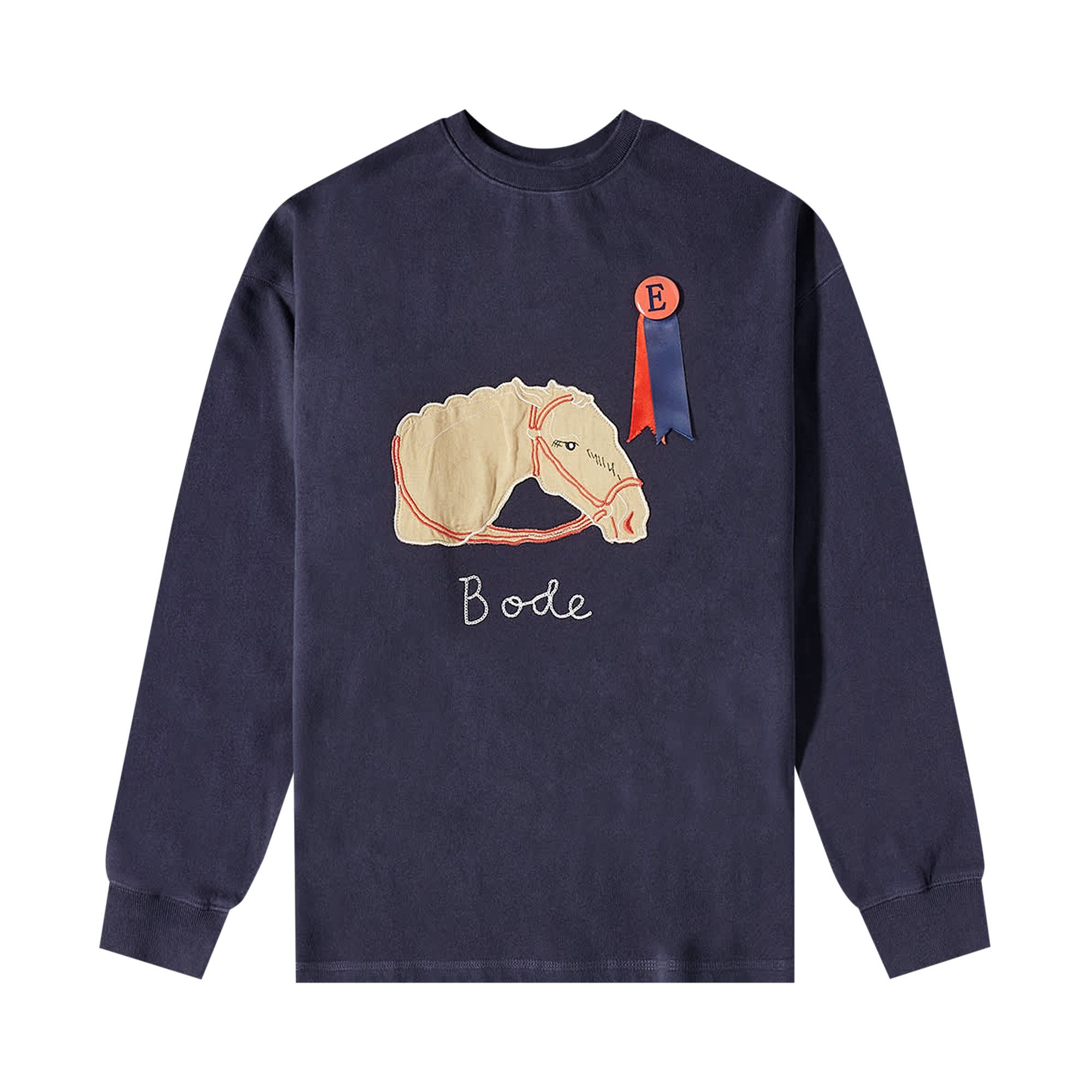 Buy Bode Pony Appliqué Crewneck 'Midnight' - MRF22CS014 | GOAT