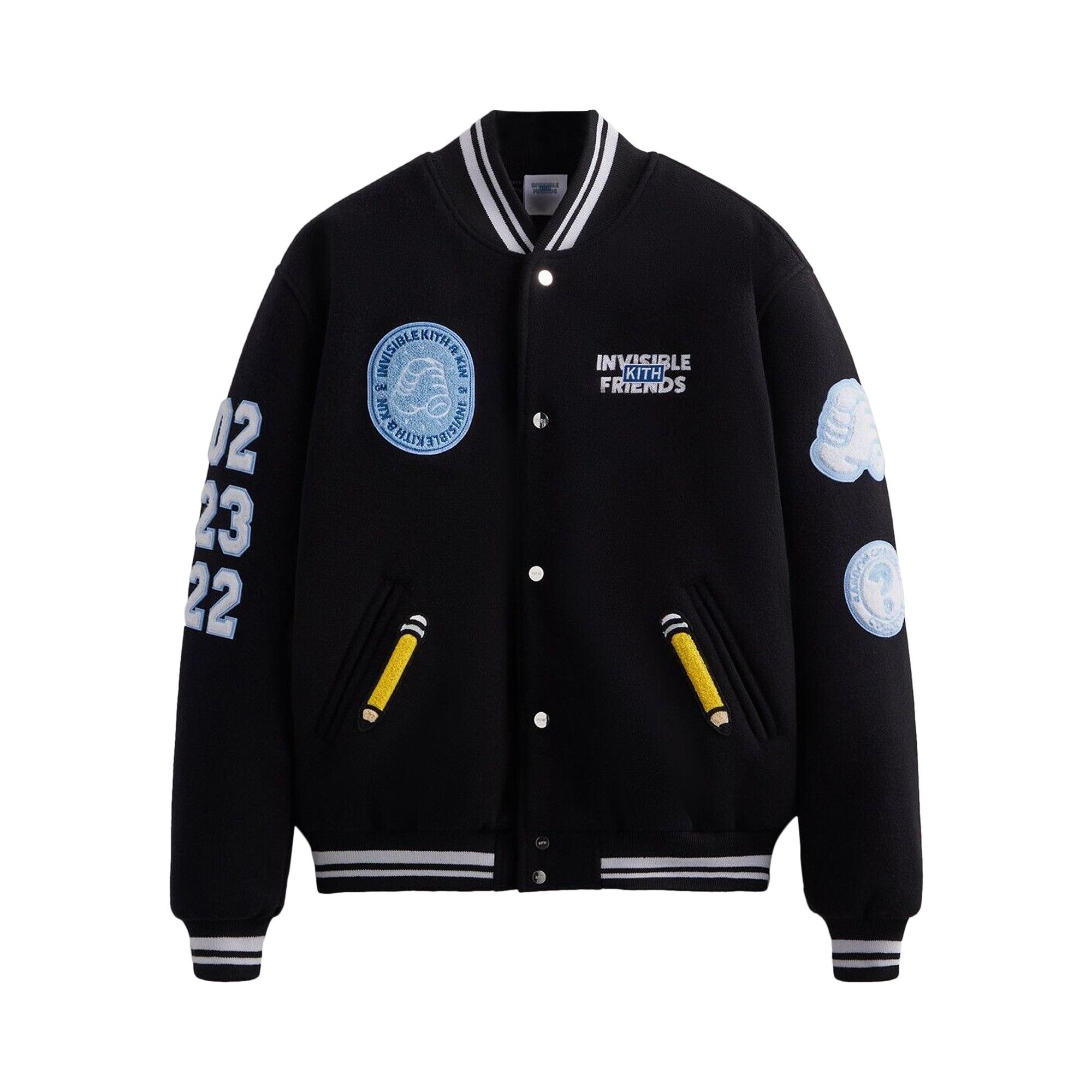 Buy Kith x Invisible Friends Manteco Wool Varsity Jacket 'Black