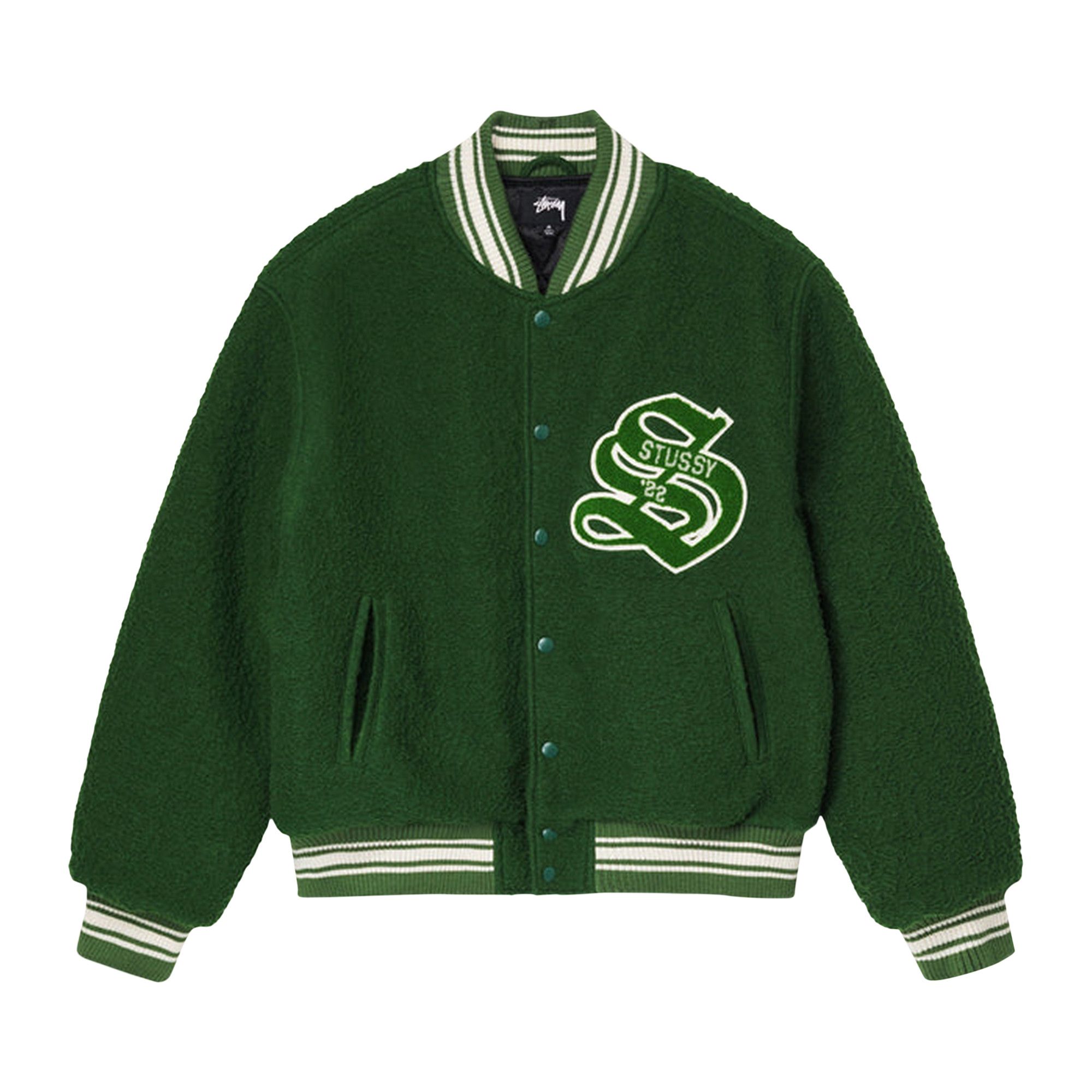 Buy Stussy Casentino Wool Varsity Jacket 'Green' - 115678 GREN | GOAT