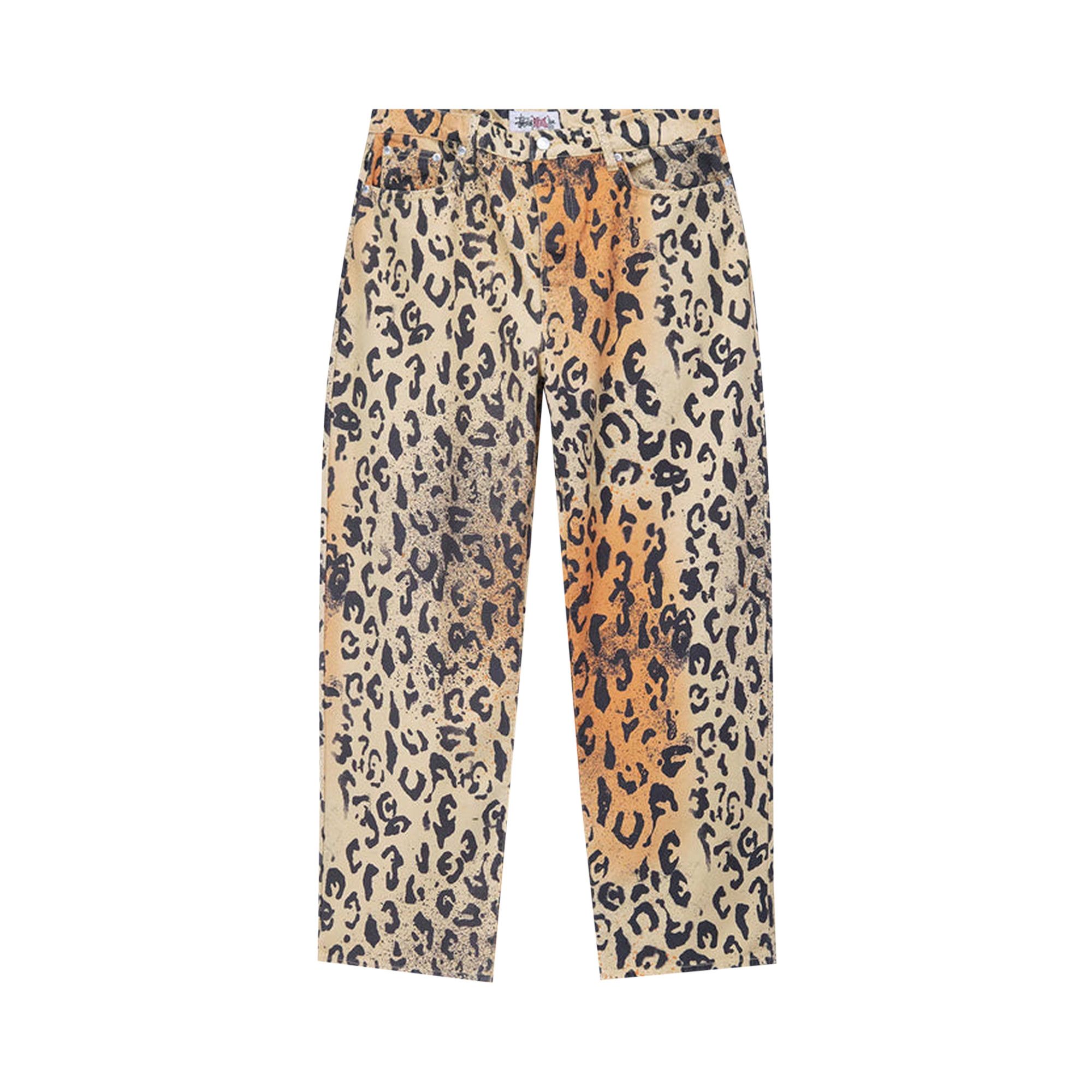 Buy Stussy Stencil Canvas Big Ol' Jeans 'Leopard' - 116615 LEOP | GOAT