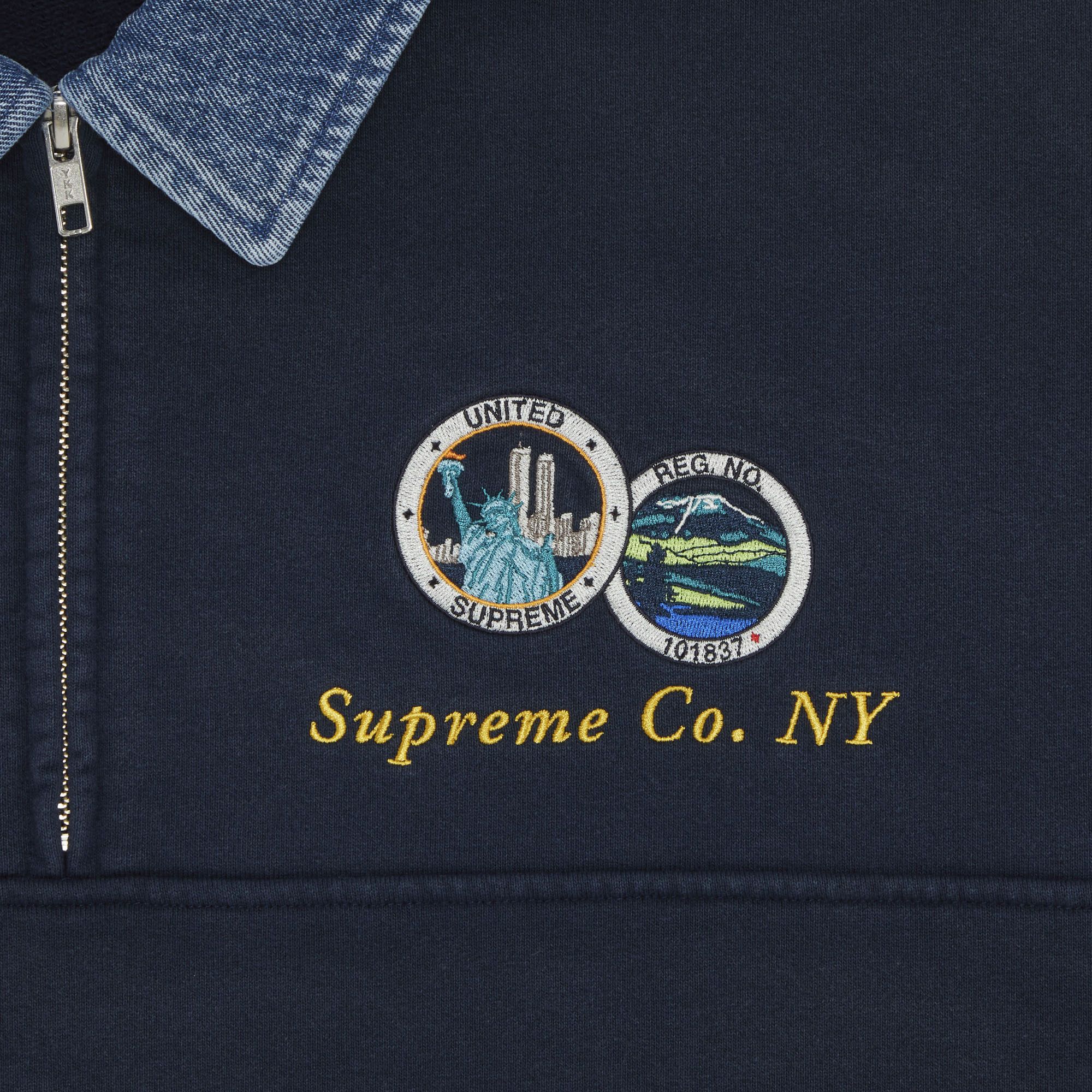 Buy Supreme Denim Collar Half Zip Sweatshirt 'Navy' - SS23SW22