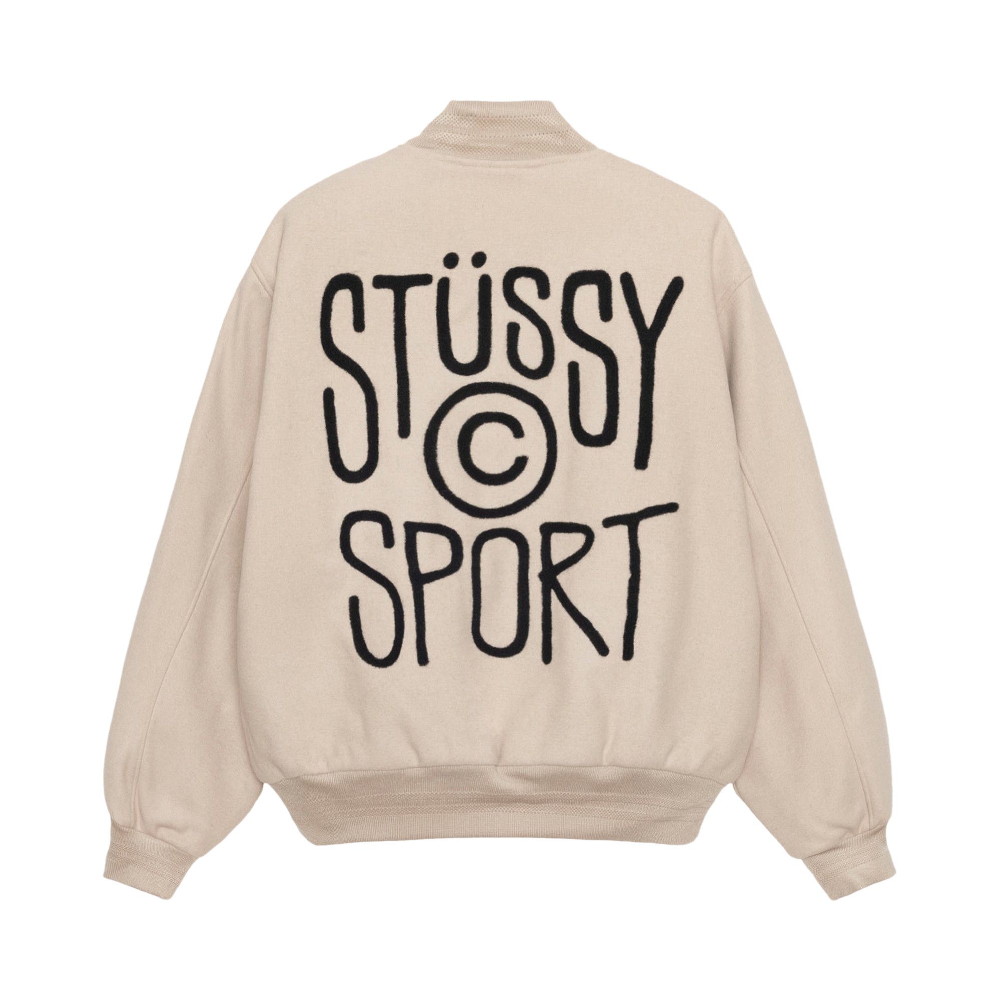 Buy Stussy Sport Melton Varsity Jacket 'Oatmeal' - 115736 OATM | GOAT