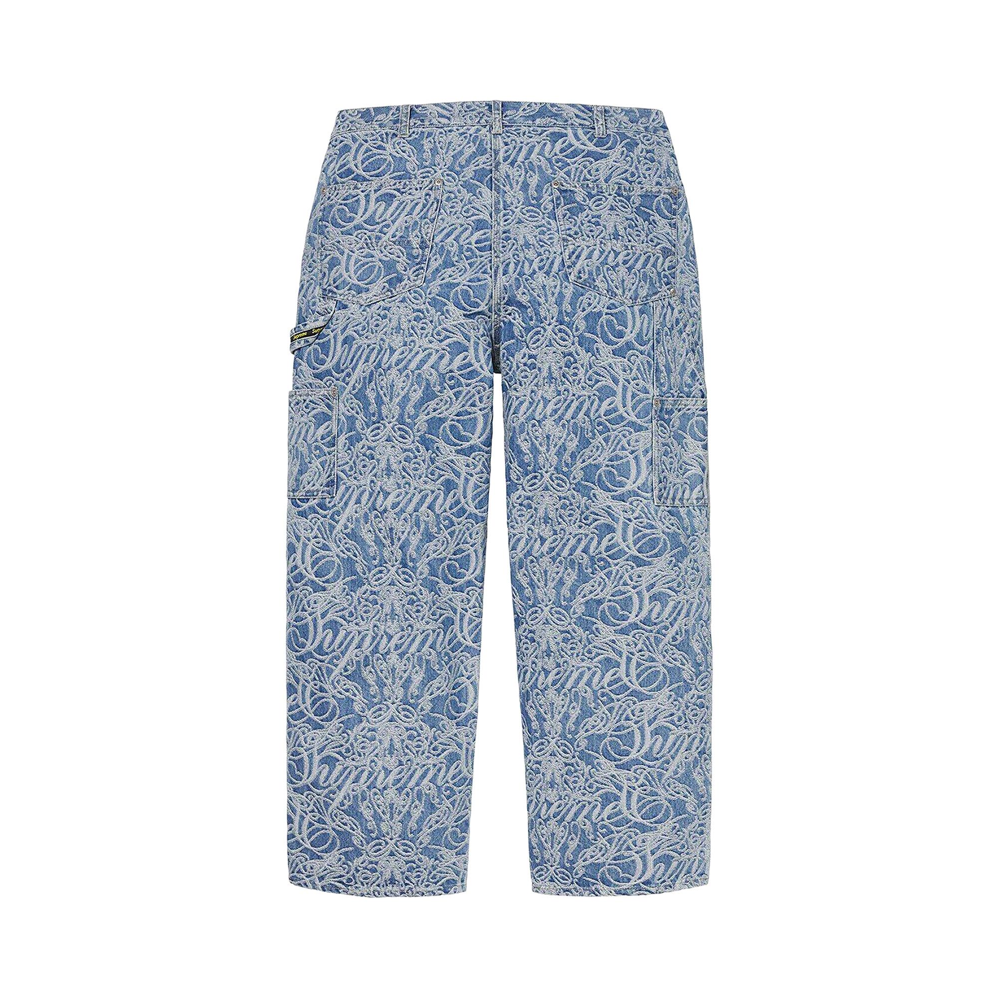 Buy Supreme Script Jacquard Double Knee Denim Painter Pant 'Washed