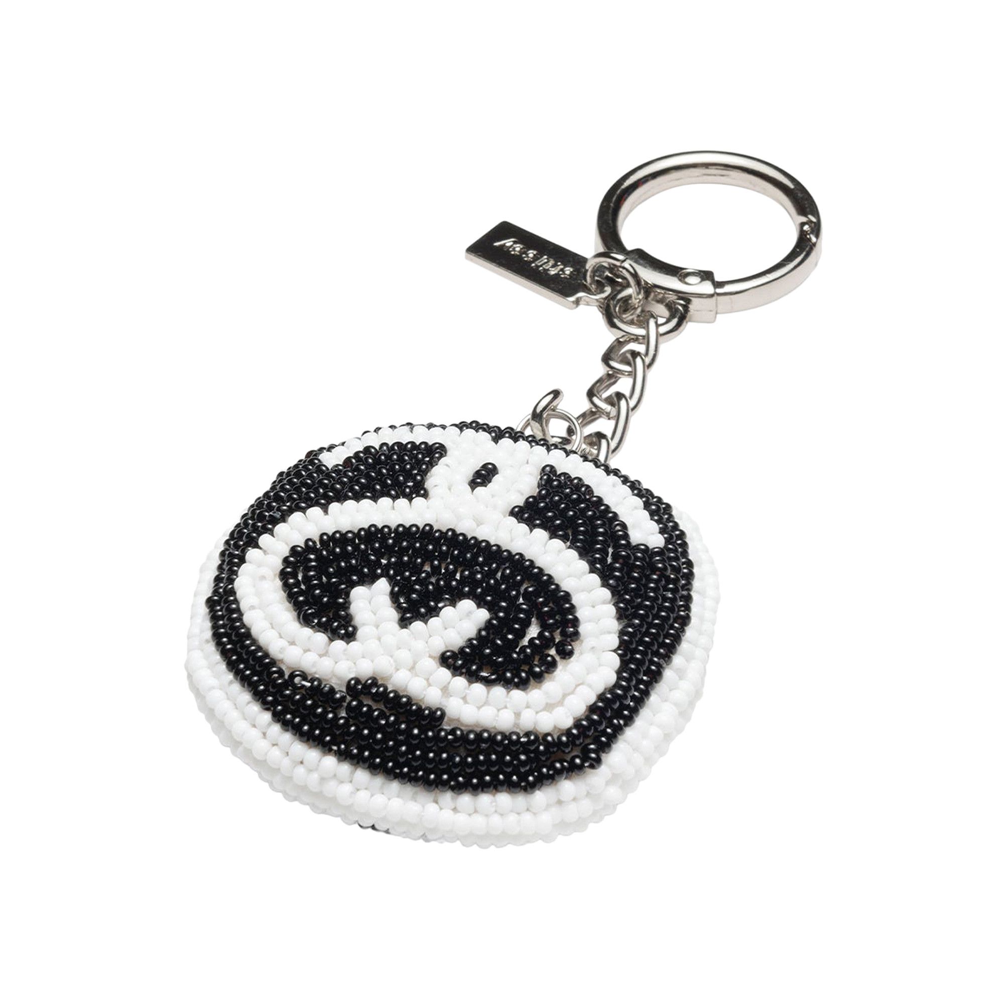 Buy Stussy SS Link Beaded Ball Keychain 'Black/White' - 138926