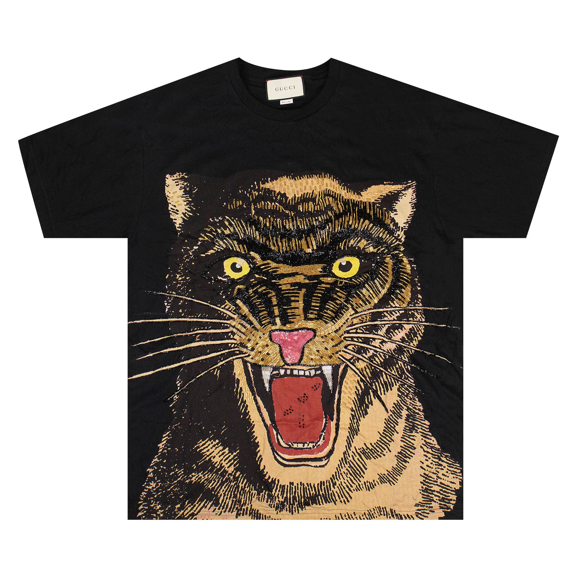 Buy Gucci Embroidered Tiger Oversized T-Shirt 'Black' - 539081