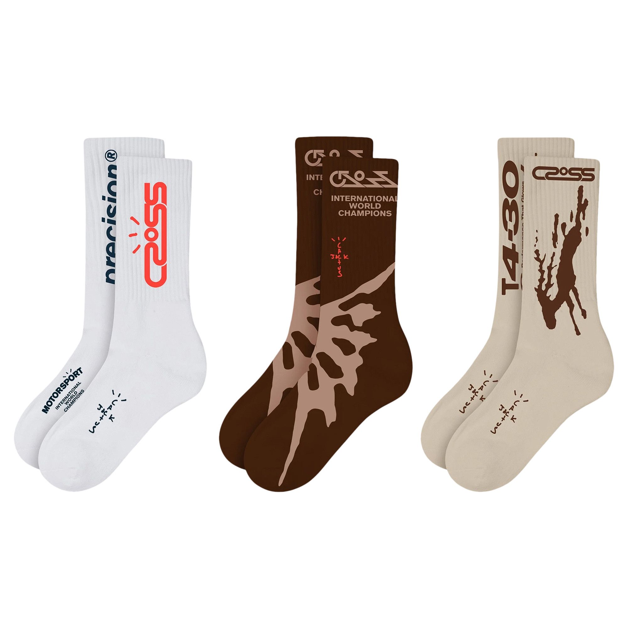 Buy Cactus Jack by Travis Scott Crossover Socks (3 Pack) 'White