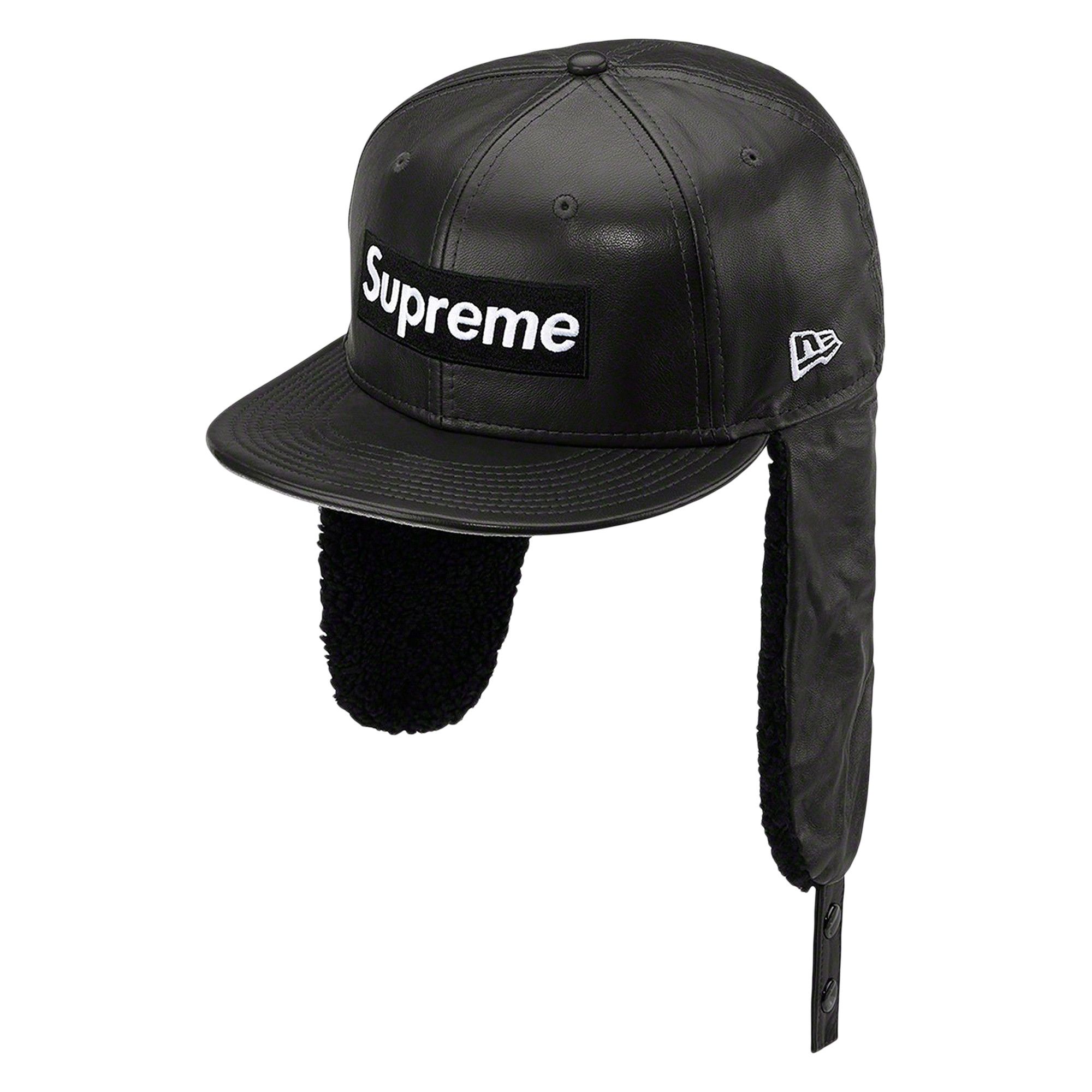 Buy Supreme Leather Earflap Box Logo New Era 'Black' - FW22H28