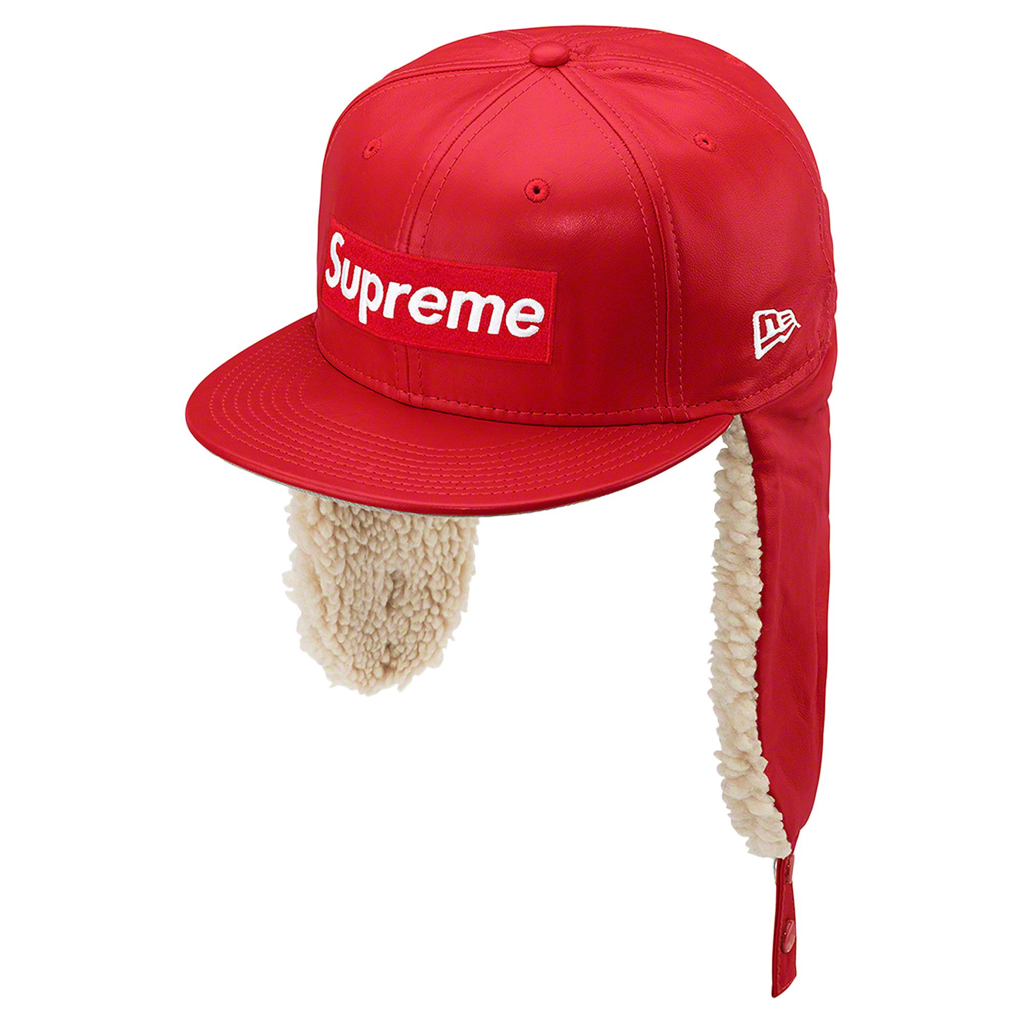Buy Supreme Leather Earflap Box Logo New Era 'Red' - FW22H28 RED