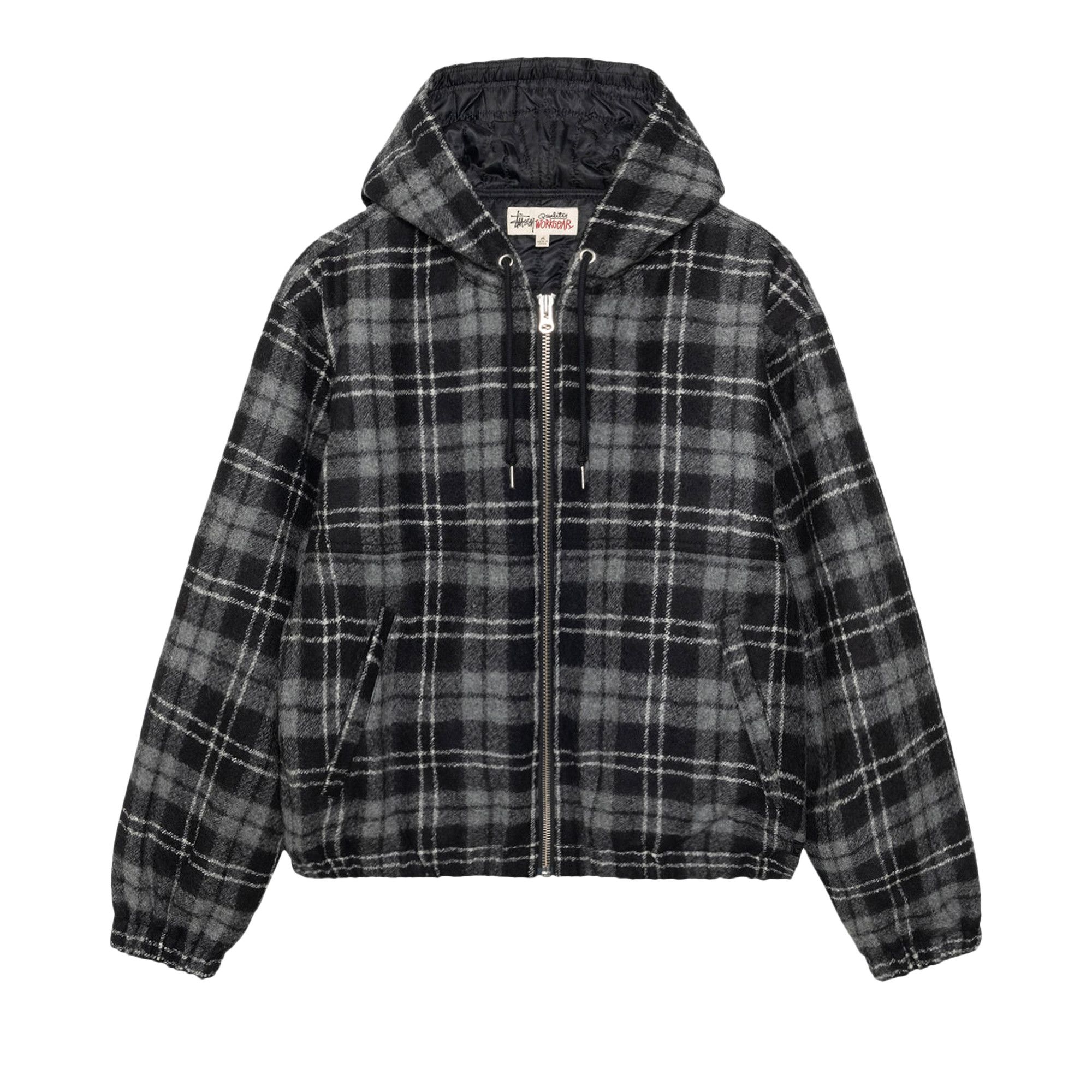 Buy Stussy Work Jacket Wool Plaid 'Charcoal' - 115811 CHAR | GOAT