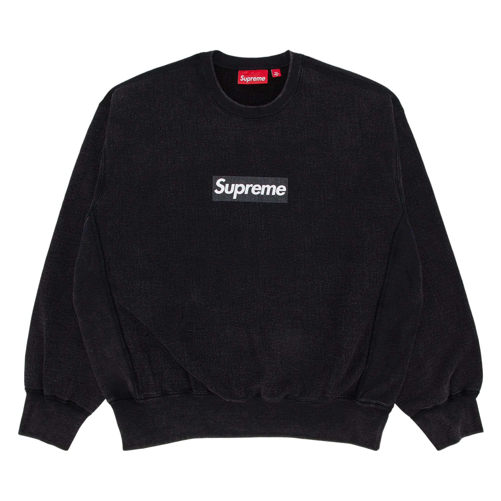 Buy Supreme Washed Box Logo Crewneck 'Black' - SS25SW2 BLACK | GOAT