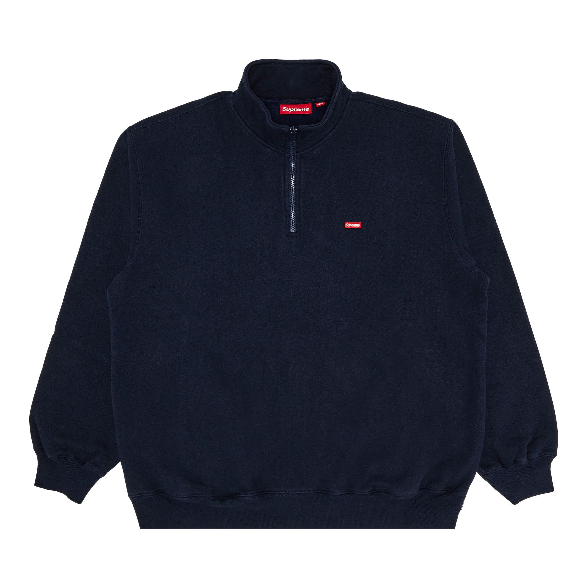Buy Supreme Small Box Half Zip Pullover 'Navy' - SS25SW6 NAVY | GOAT