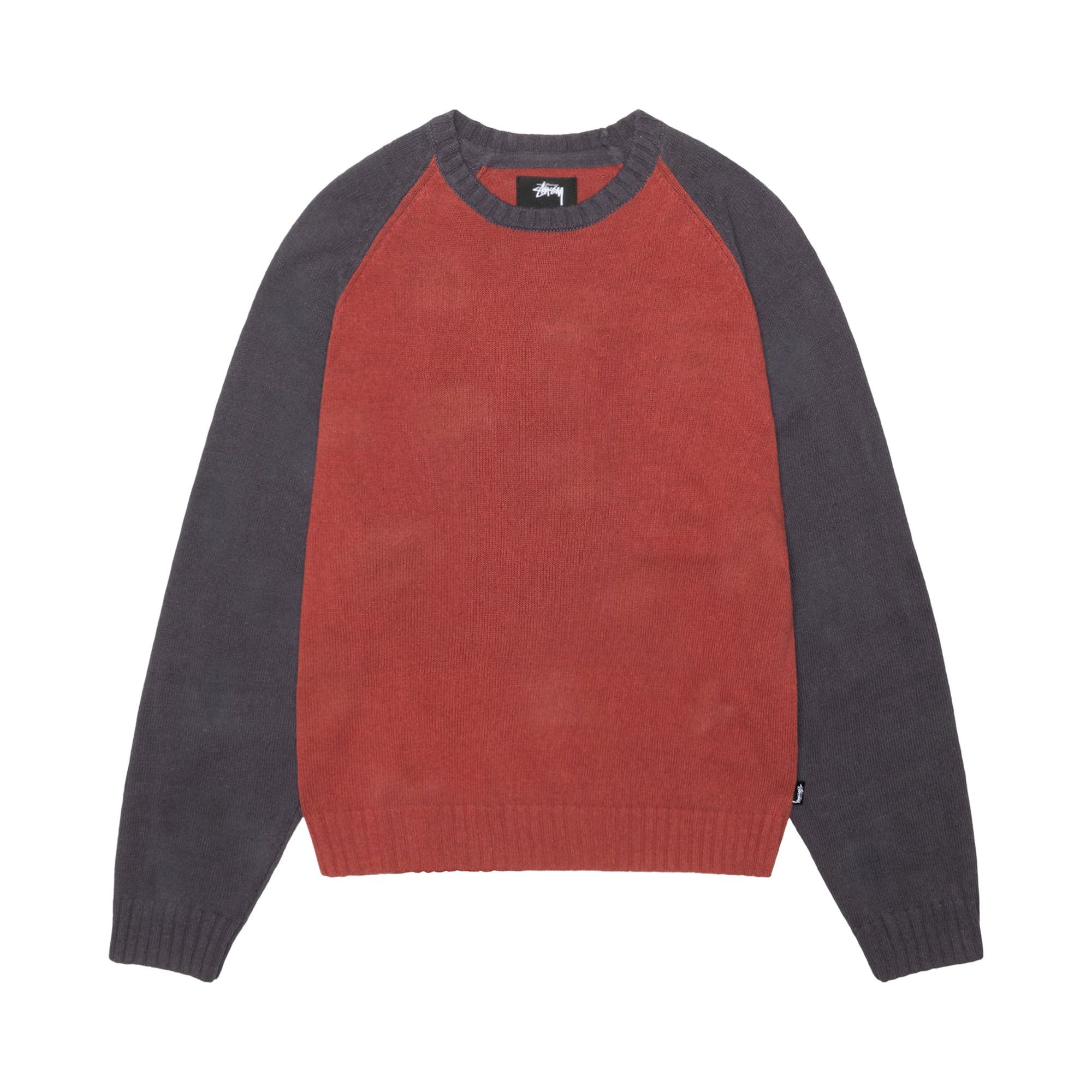 Buy Stussy Colorblocked Raglan Knit Crew 'Brick' - 117264 BRIC | GOAT