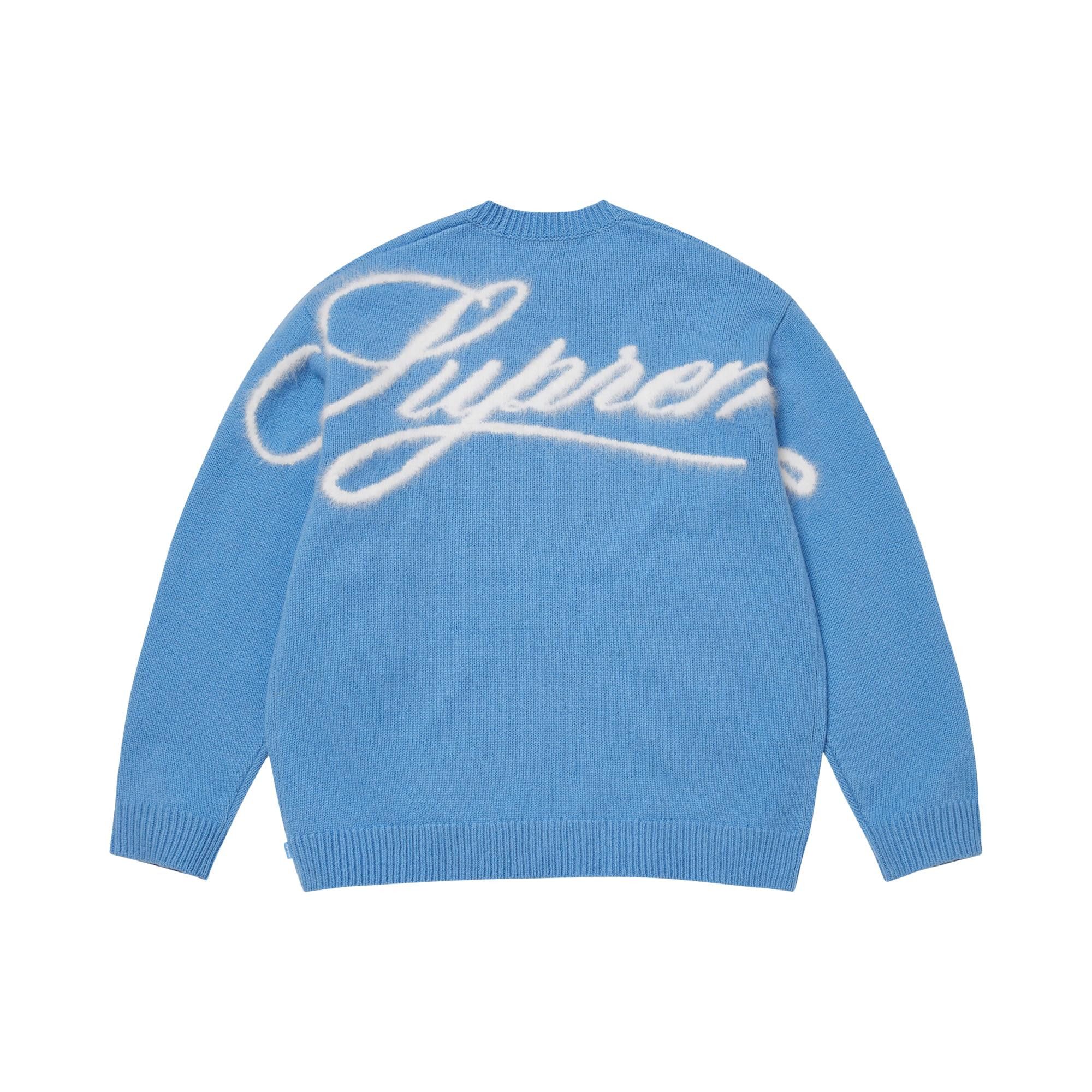 Buy Supreme Angora Script Sweater 'Light Blue' - FW25SK35 LIGHT